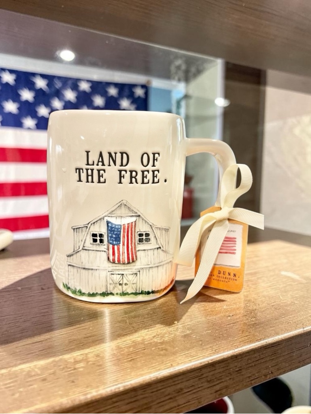 LAND OF THE FREE Patriotic Coffee Mug 4th of July Memorial Day Rae Dunn Gift NWT